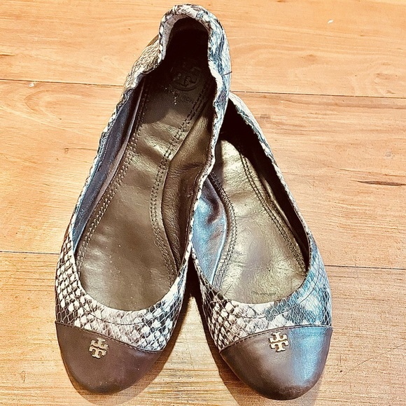 Tory Burch Python Embossed Leather Ballet Shoes 6M - Picture 4 of 7